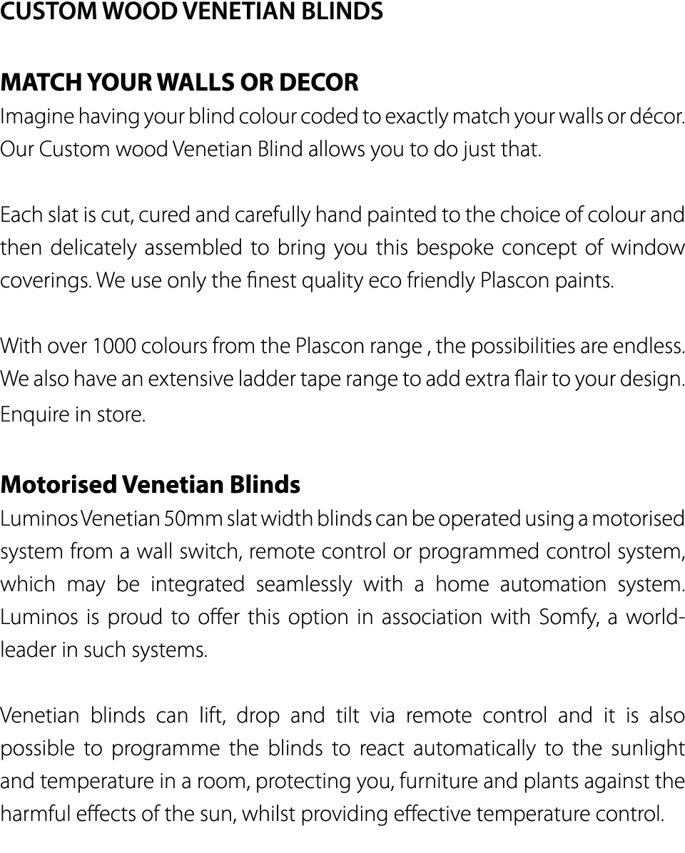 CUSTOM WOOD VENETIAN BLINDS MATCH YOUR WALLS OR DECOR Imagine having your blind colour coded to exactly match your wa   